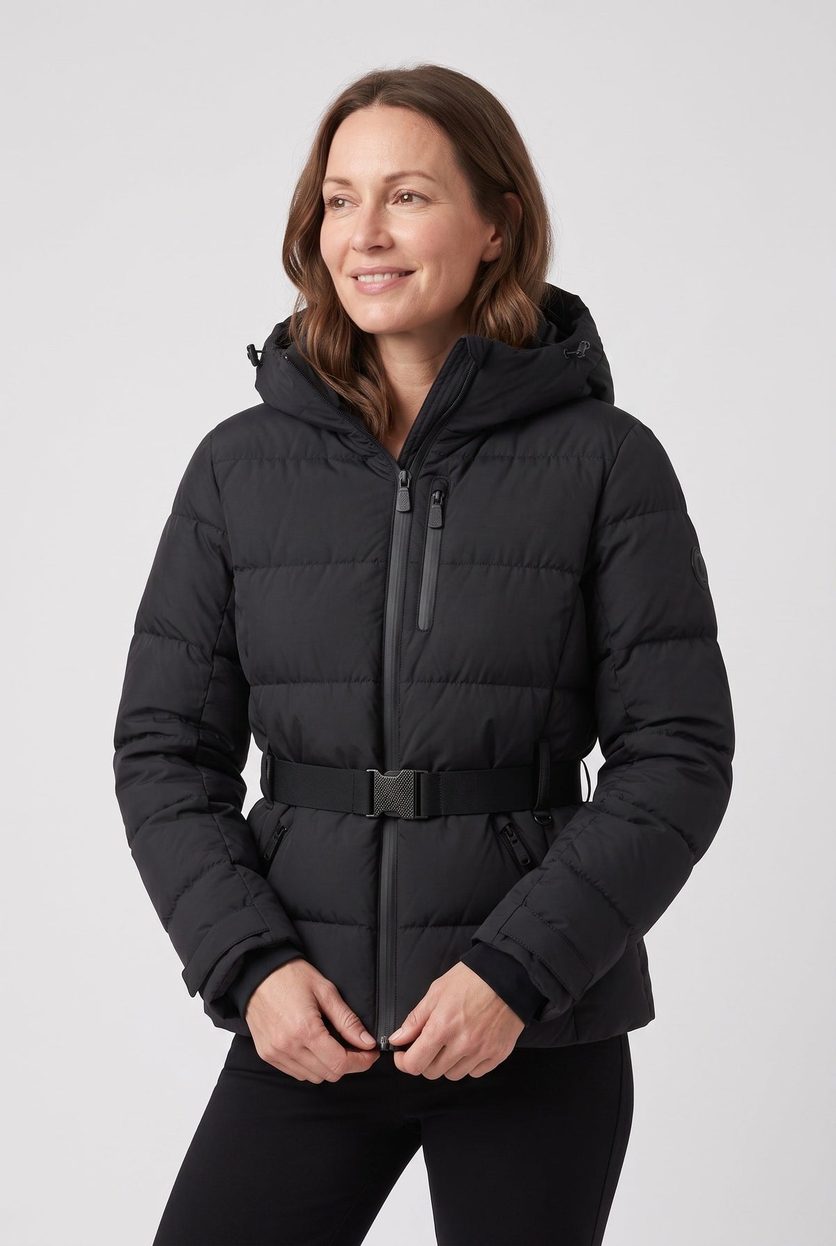 Puffer Jacket with Detachable Hood and Water-Resistant Lining for women