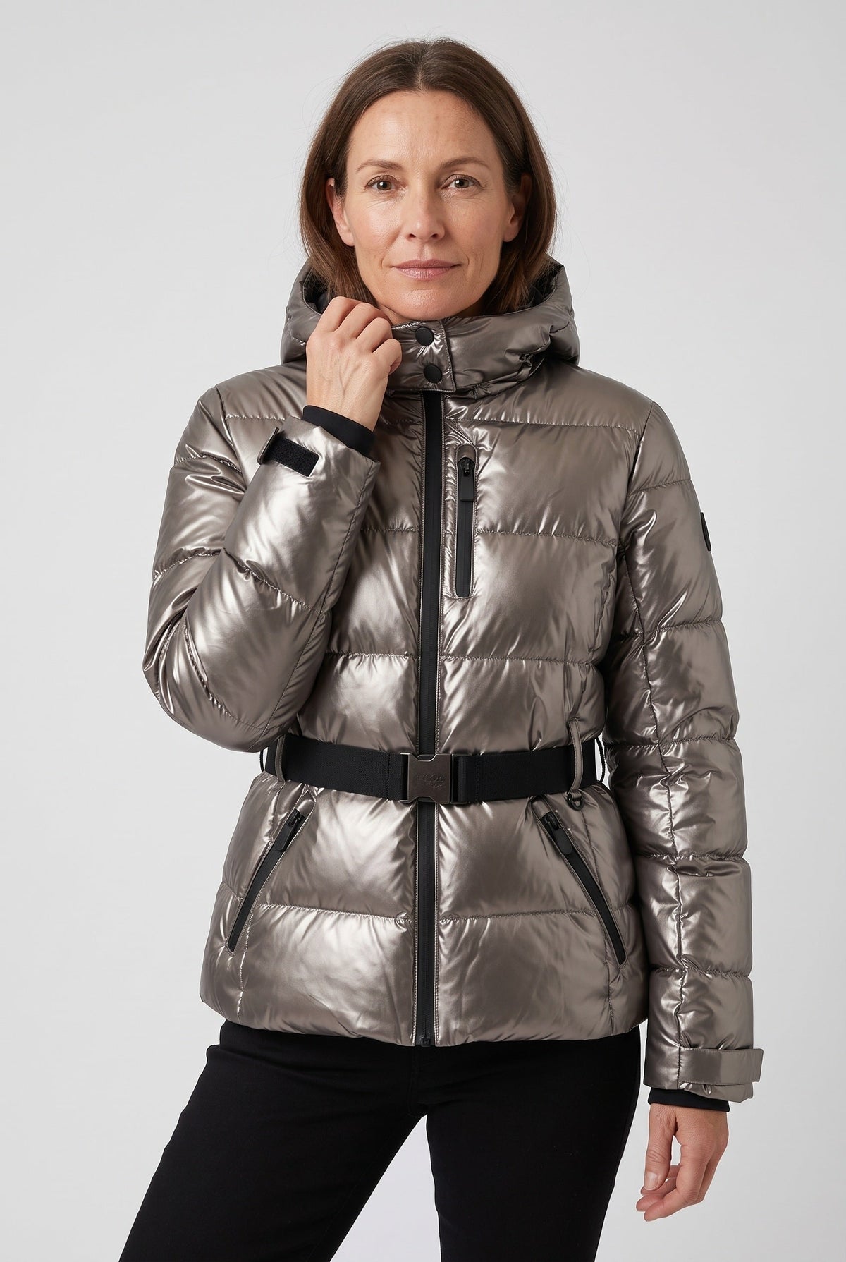 Puffer Jacket with Detachable Hood and Water-Resistant Lining for women