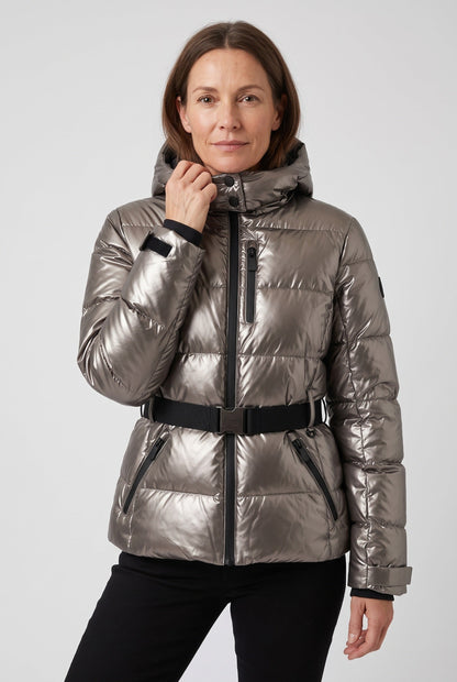 Puffer Jacket with Detachable Hood and Water-Resistant Lining for women