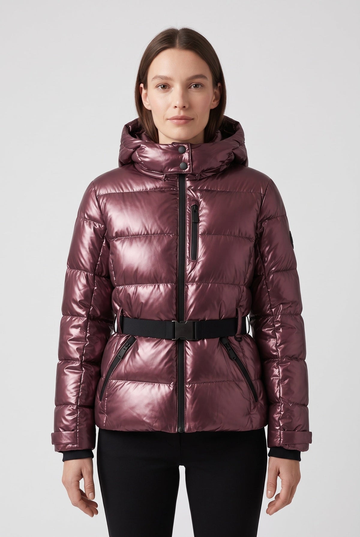 Puffer Jacket with Detachable Hood and Water-Resistant Lining for women