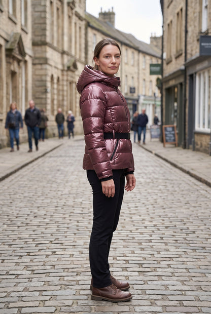 Puffer Jacket with Detachable Hood and Water-Resistant Lining for women