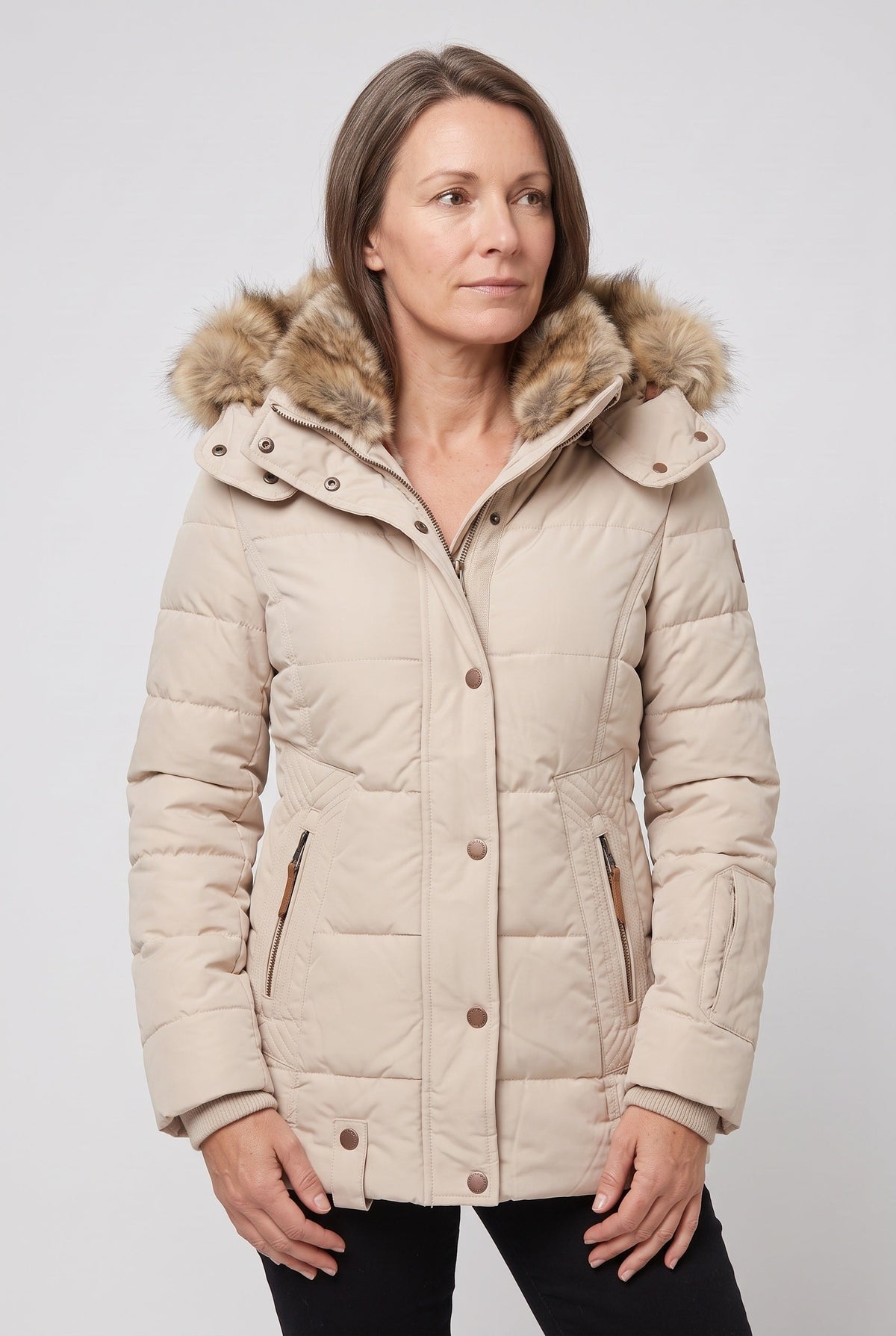Puffer Jacket with Adjustable Hood for women