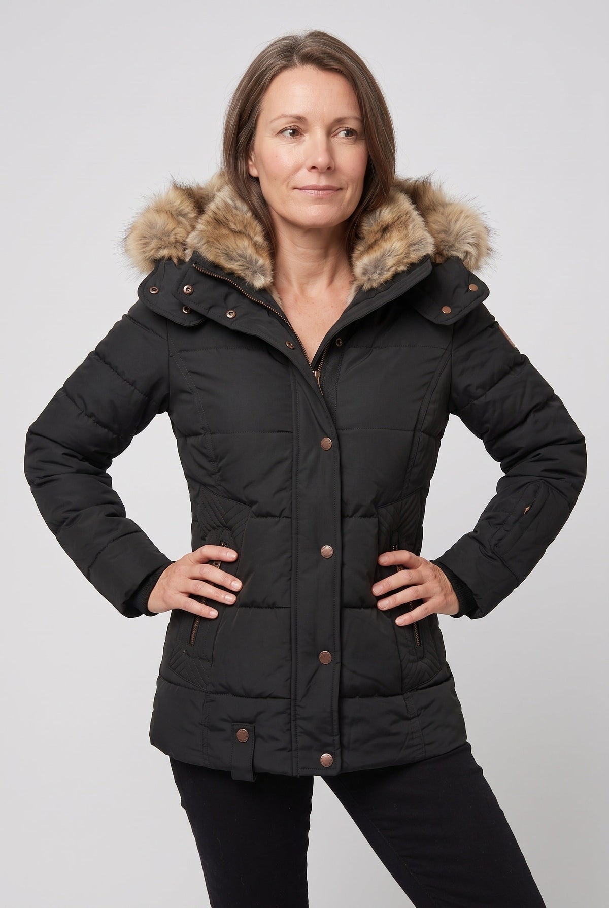 Puffer Jacket with Adjustable Hood for women