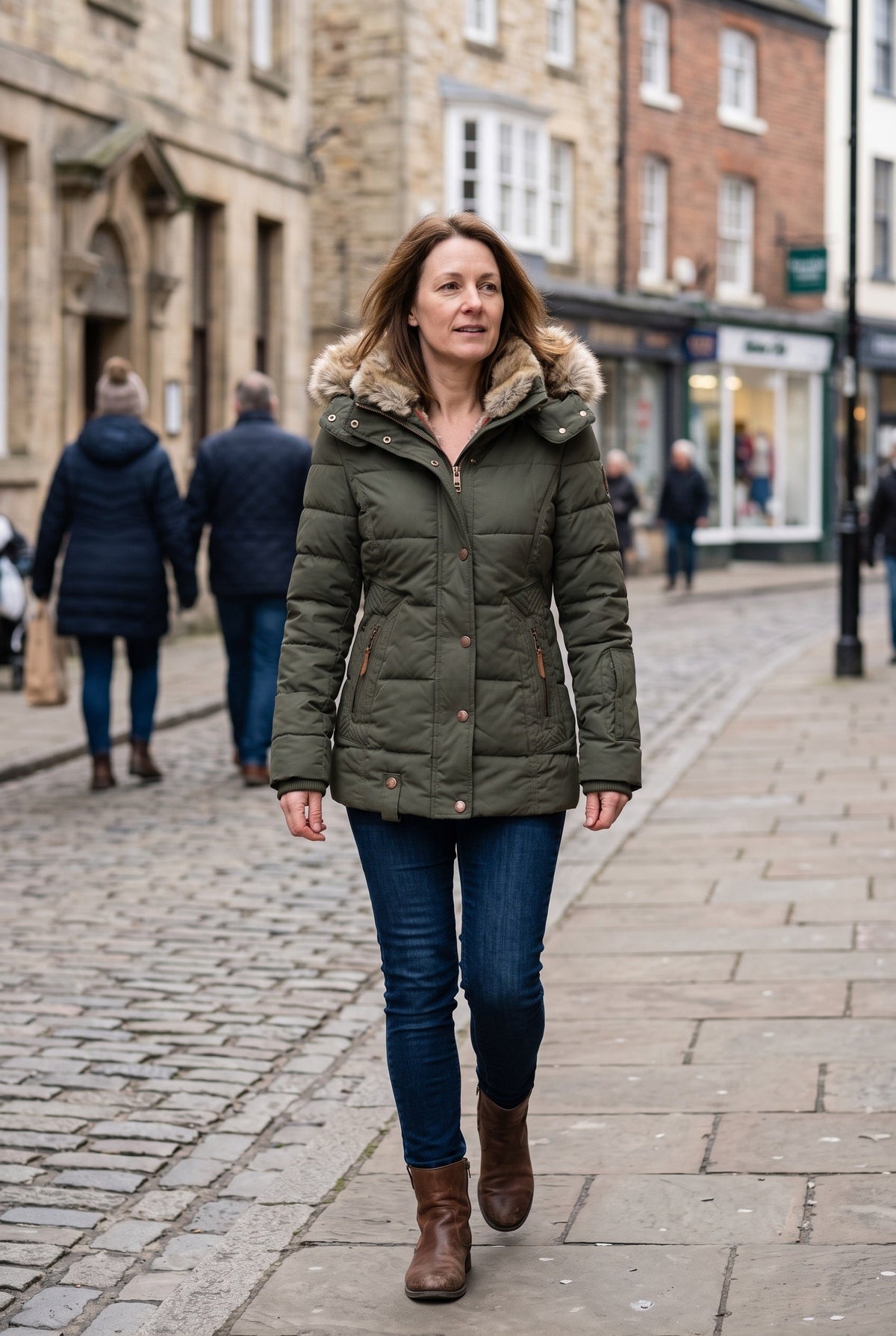 Puffer Jacket with Adjustable Hood for women