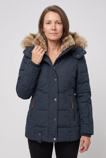Puffer Jacket with Adjustable Hood for women