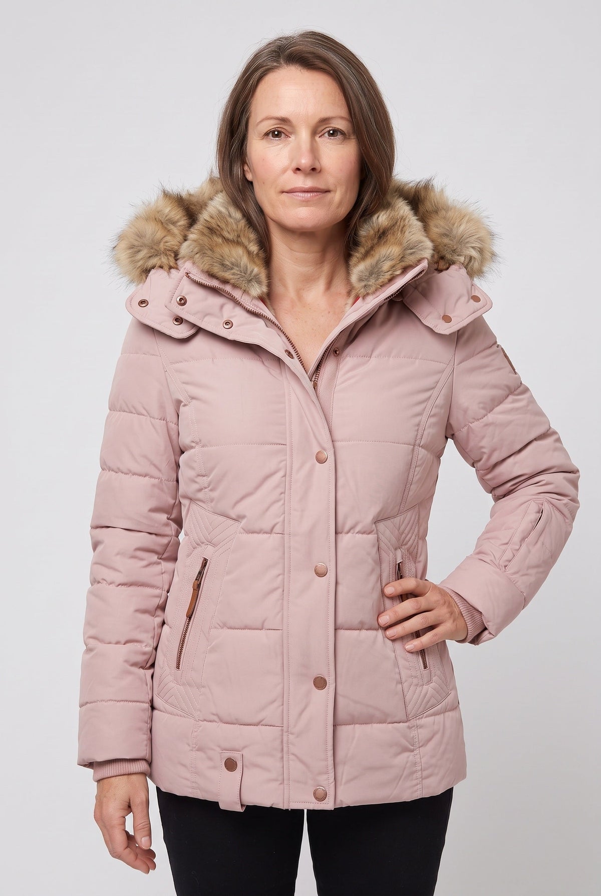 Puffer Jacket with Adjustable Hood for women
