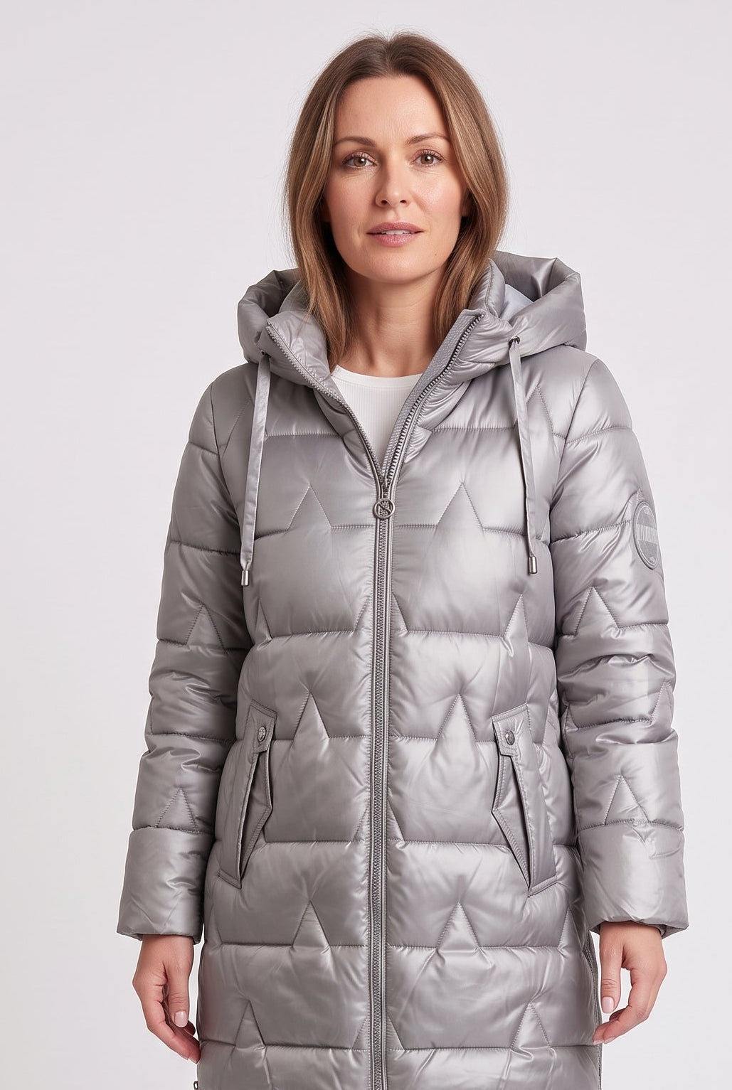 Puffer Coat with Hood and Pockets for Women