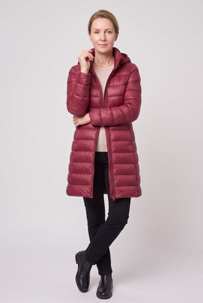Long Hooded Puffer Coat with Insulated Lining for women