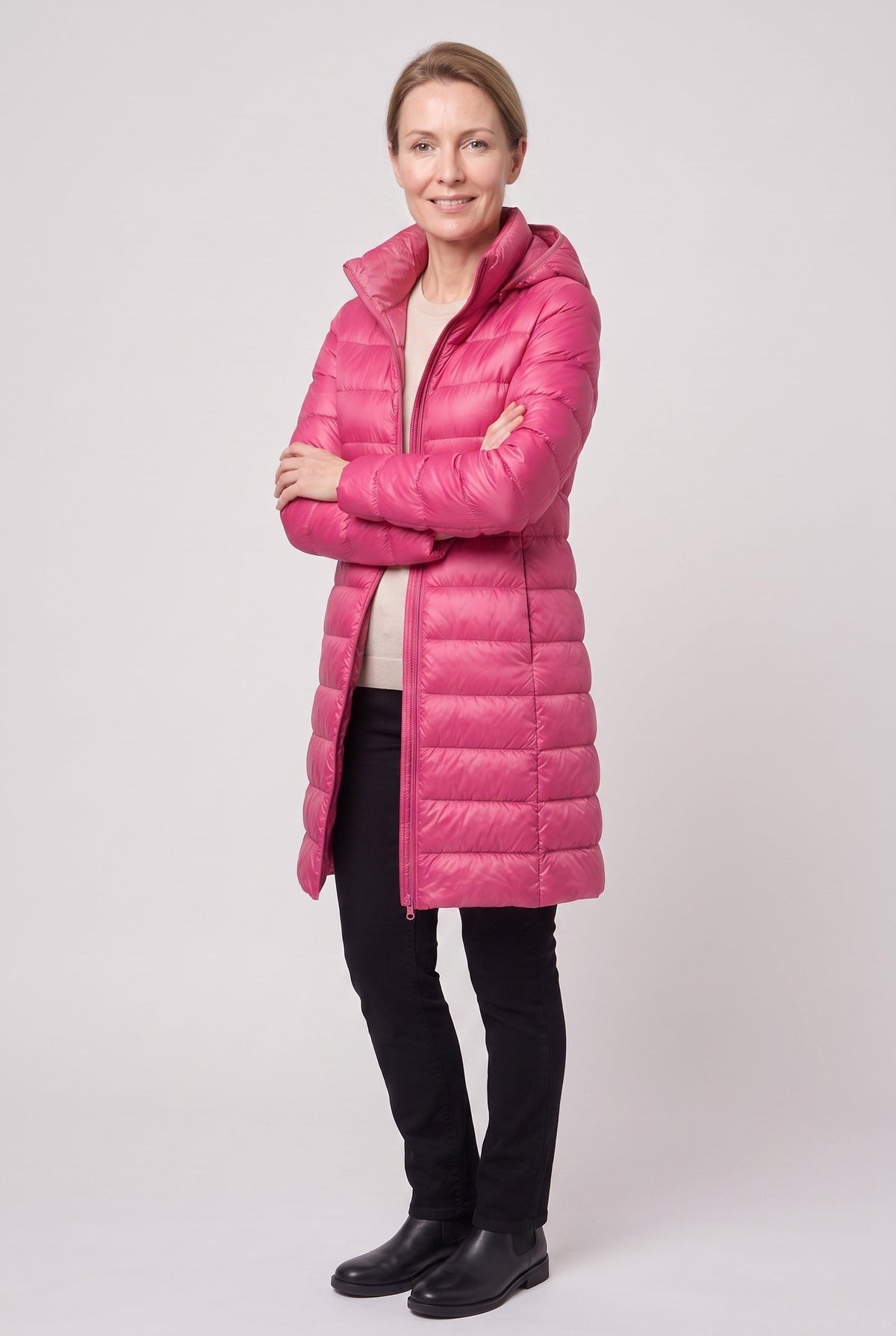 Long Hooded Puffer Coat with Insulated Lining for women