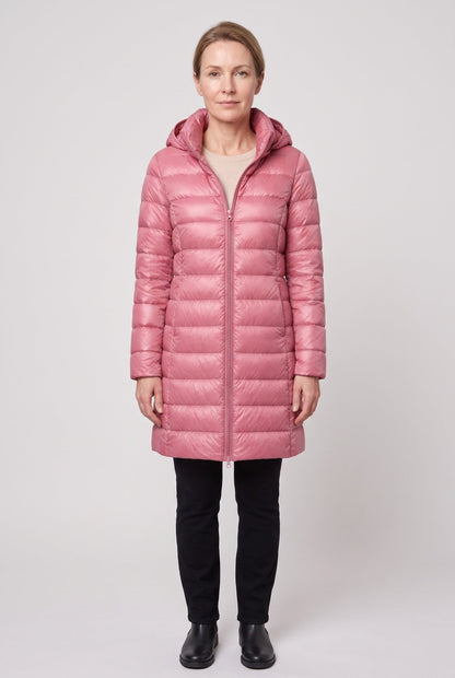 Long Hooded Puffer Coat with Insulated Lining for women