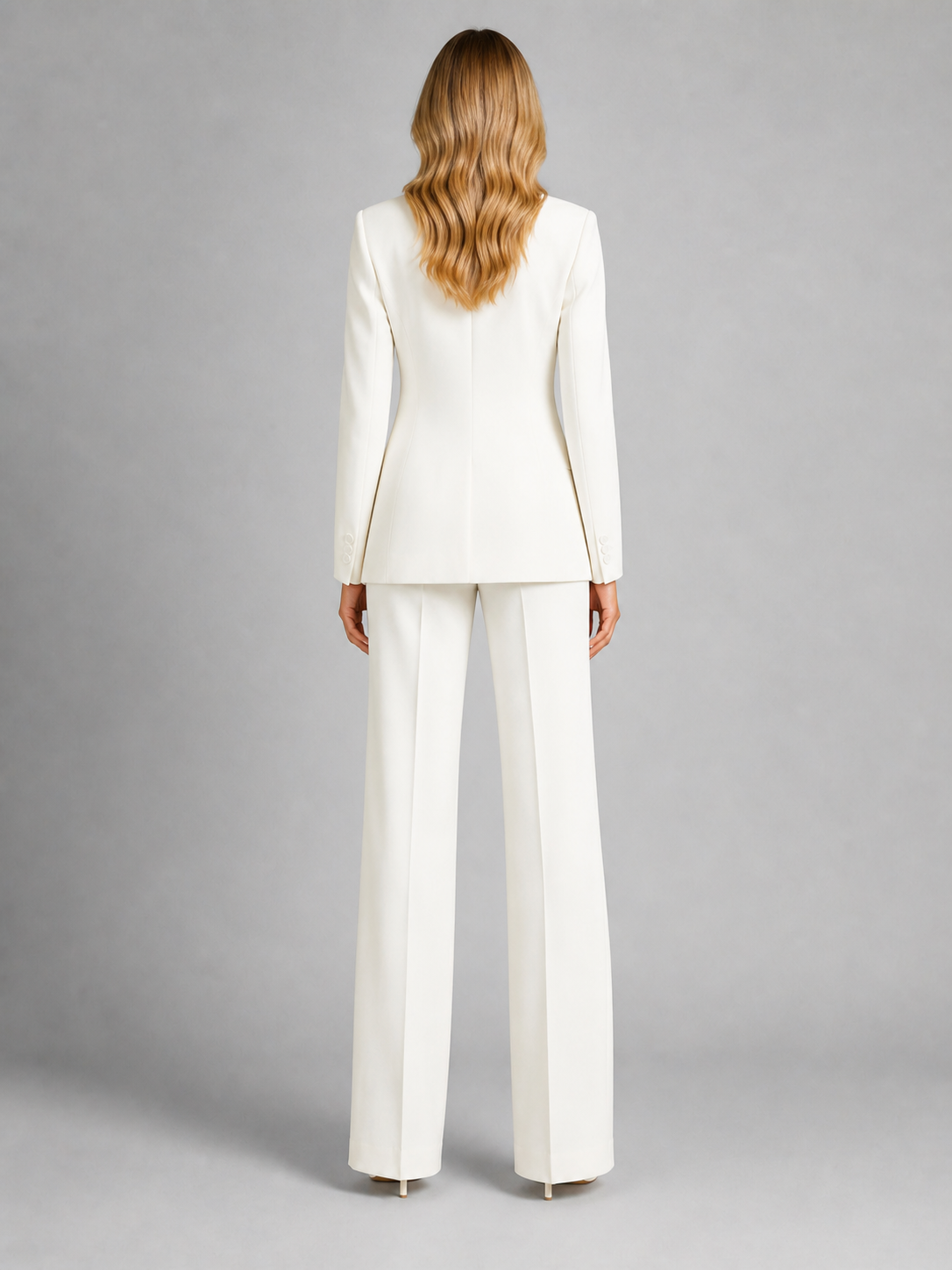 Tailored Blazer and Wide Leg Trousers Two Piece Suit Set for Women