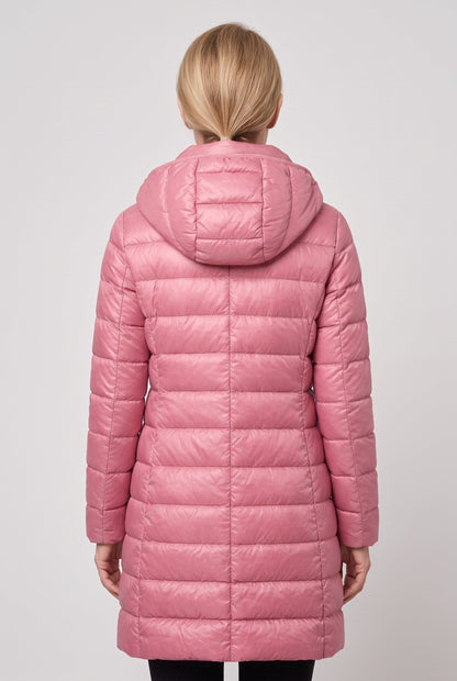 Long Hooded Puffer Coat with Insulated Lining for women