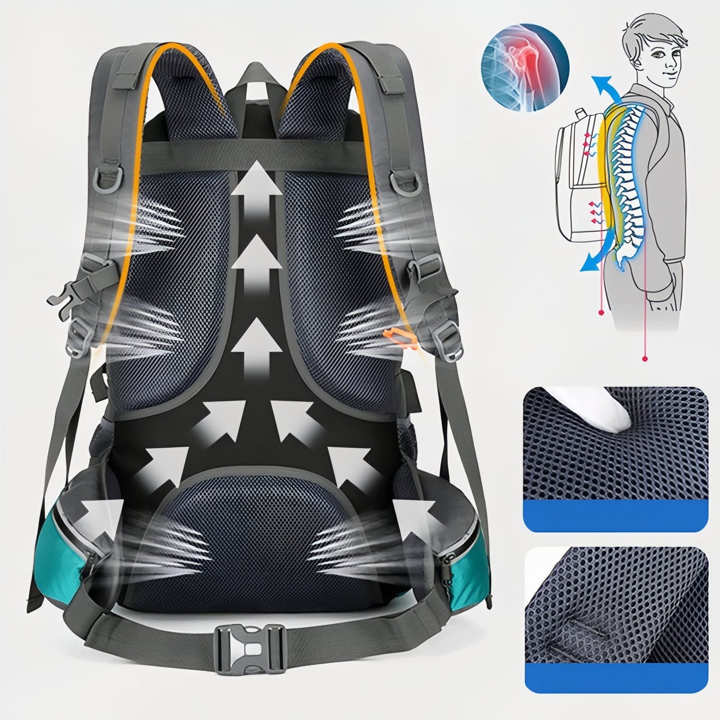 Sac à Dos de Randonnée avec Plusieurs Poches Capacité 55 Litres