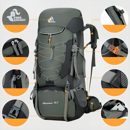 Sac à Dos de Randonnée Imperméable 75L Pour Aventures En Plein Air