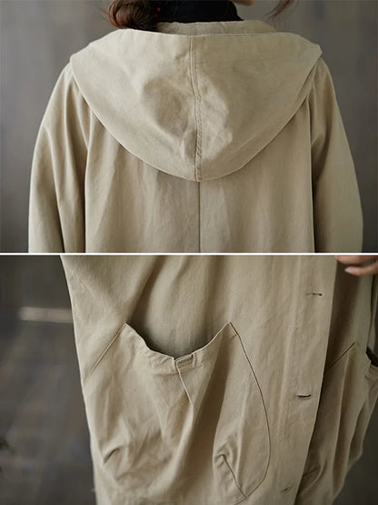 Trench pour femme oversize à capuche avec coupe ample et décontractée