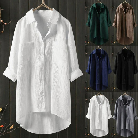 Chemise longue grande taille au style moderne et décontracté