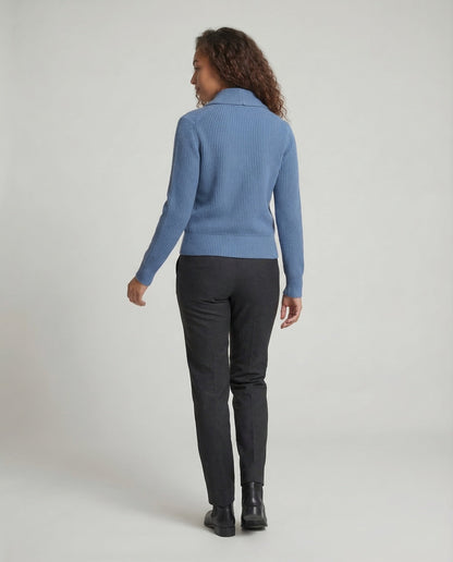 Shawl Collar Cardigan with Button Front and Ribbed Texture for Women