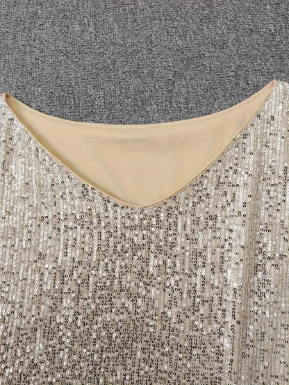 Robe courte brillante à une épaule élégante et chic