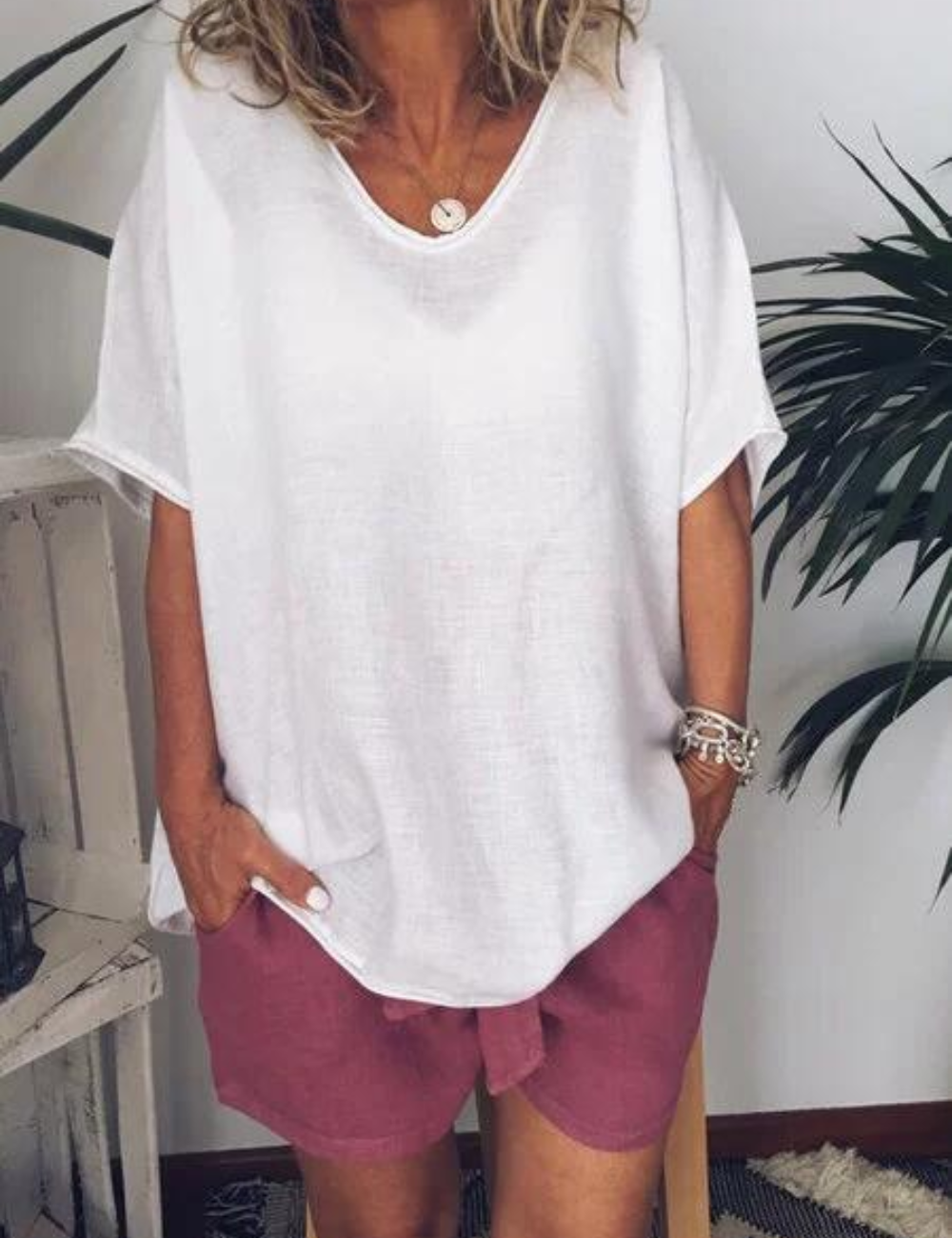 T-shirt Femme Oversized Blanc pour un style décontracté