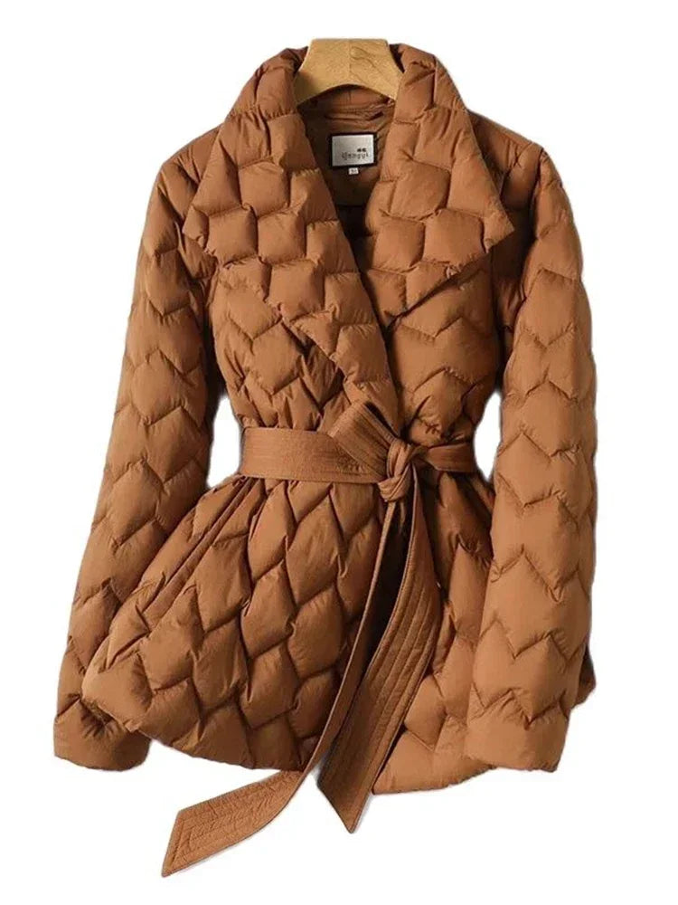 Puffer Jacket with Zipper Pockets and Hood for women