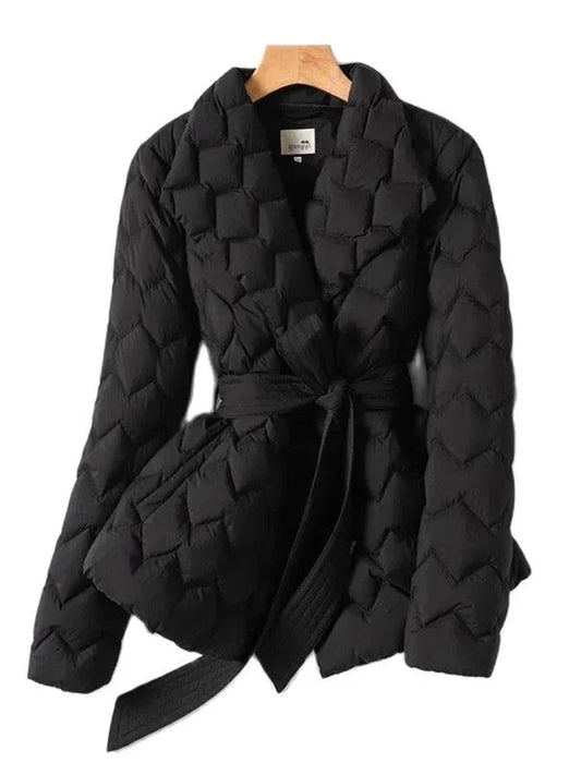 Puffer Jacket with Zipper Pockets and Hood for women
