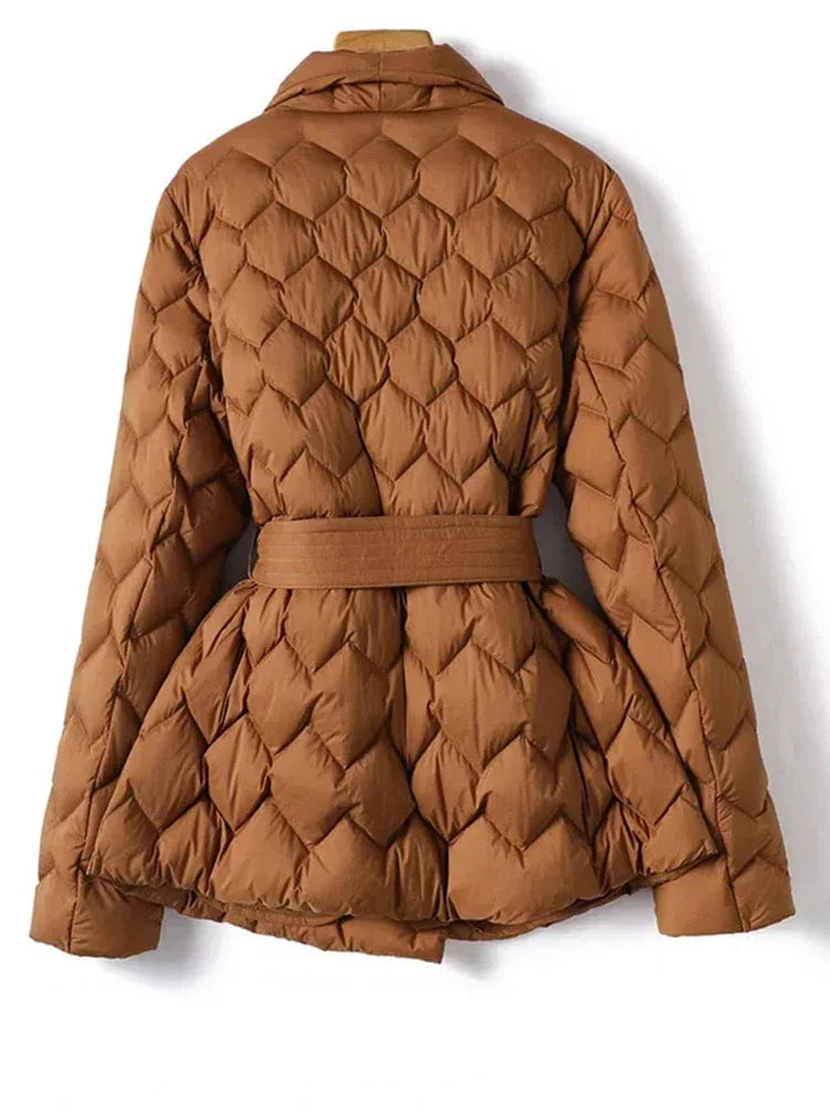 Puffer Jacket with Zipper Pockets and Hood for women
