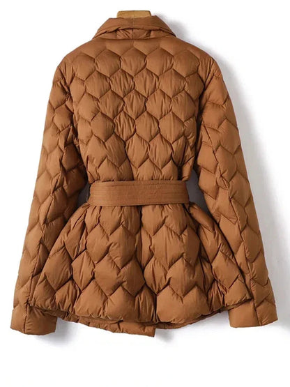 Puffer Jacket with Zipper Pockets and Hood for women