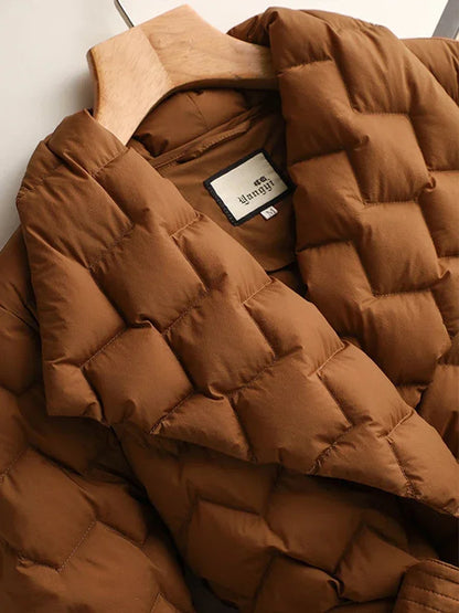 Puffer Jacket with Zipper Pockets and Hood for women