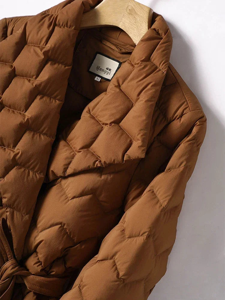 Puffer Jacket with Zipper Pockets and Hood for women