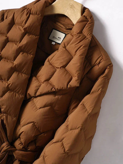 Puffer Jacket with Zipper Pockets and Hood for women