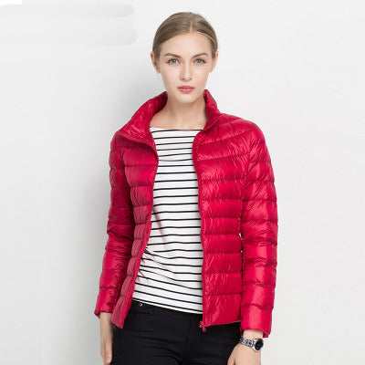 Puffer Jacket with Zipper Pockets and Adjustable Hood for women