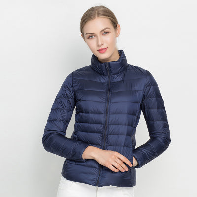 Puffer Jacket with Zipper Pockets and Adjustable Hood for women