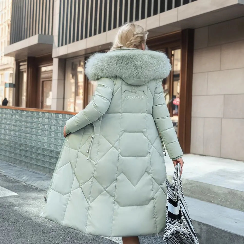 Puffer Coat with Soft Hood and Pockets for Women