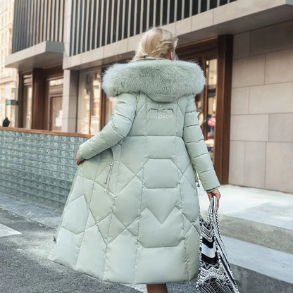 Puffer Coat with Soft Hood and Pockets for Women