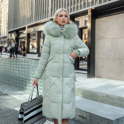 Puffer Coat with Soft Hood and Pockets for Women