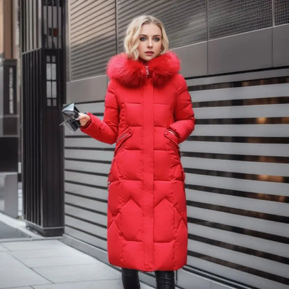 Puffer Coat with Soft Hood and Pockets for Women
