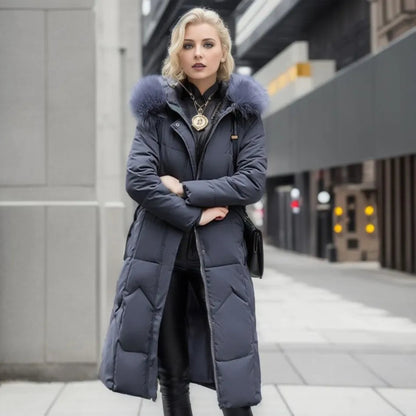 Puffer Coat with Soft Hood and Pockets for Women