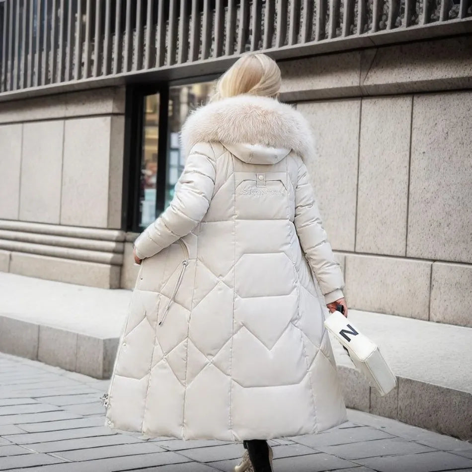 Puffer Coat with Soft Hood and Pockets for Women