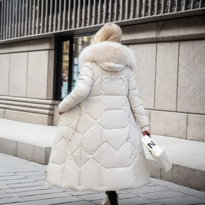 Puffer Coat with Soft Hood and Pockets for Women