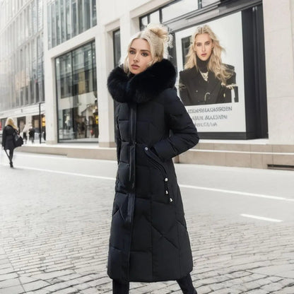 Puffer Coat with Soft Hood and Pockets for Women