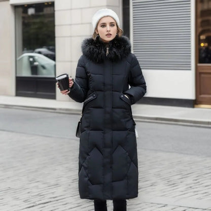 Puffer Coat with Soft Hood and Pockets for Women