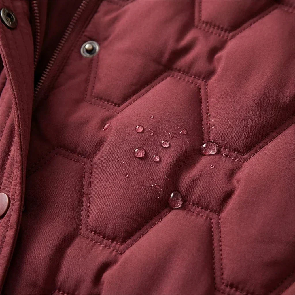 Long Puffer Coat with Hood and Pockets for Women