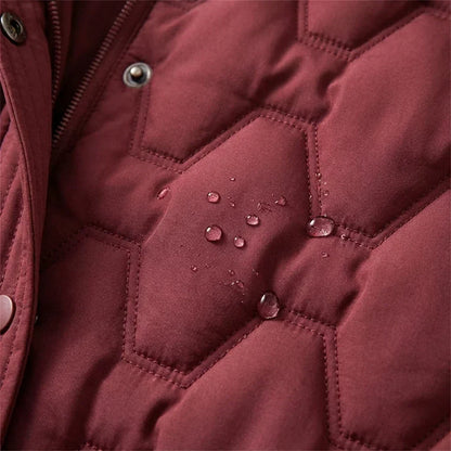 Long Puffer Coat with Hood and Pockets for Women