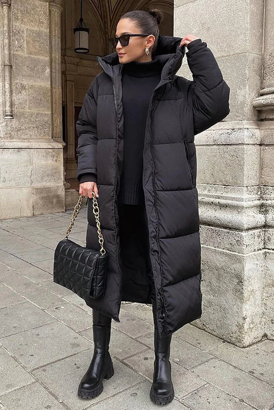 Long Puffer Coat with Fleece Lining for Women