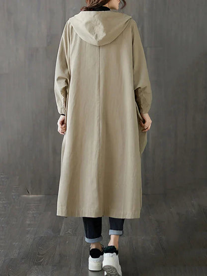 Trench pour femme oversize à capuche avec coupe ample et décontractée