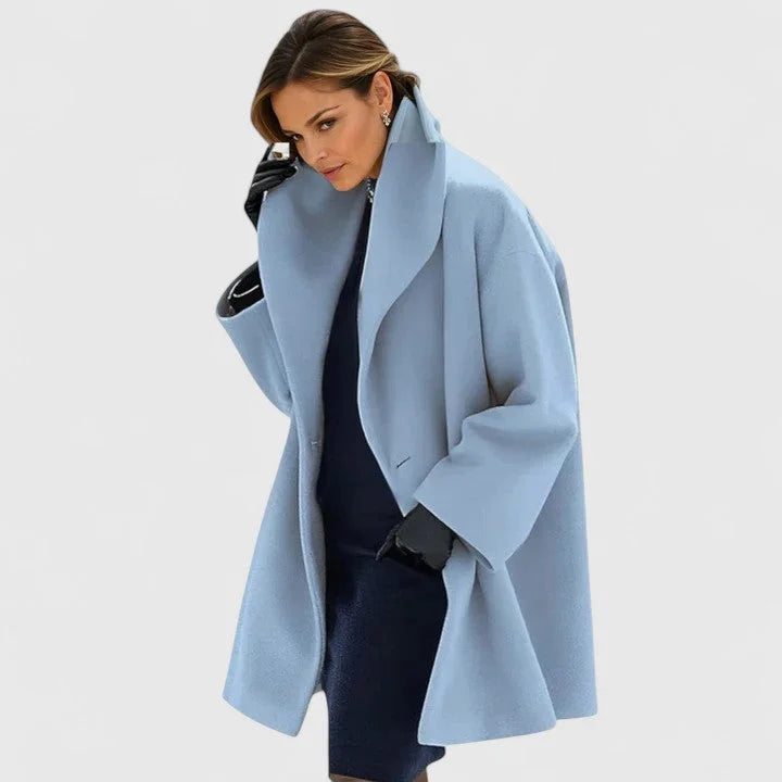 Oversized Wrap Coat with Wide Shawl Collar and Side Pockets for Women
