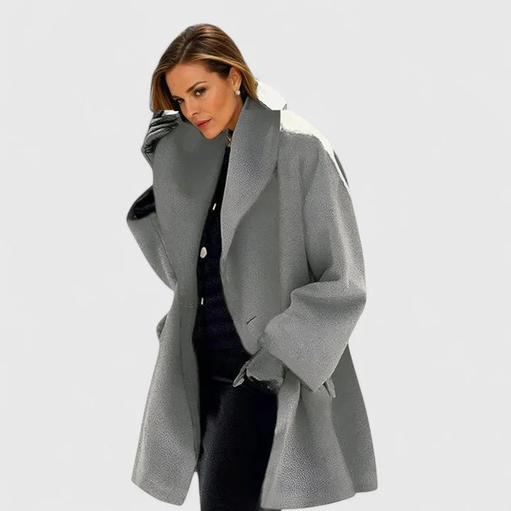 Oversized Wrap Coat with Wide Shawl Collar and Side Pockets for Women