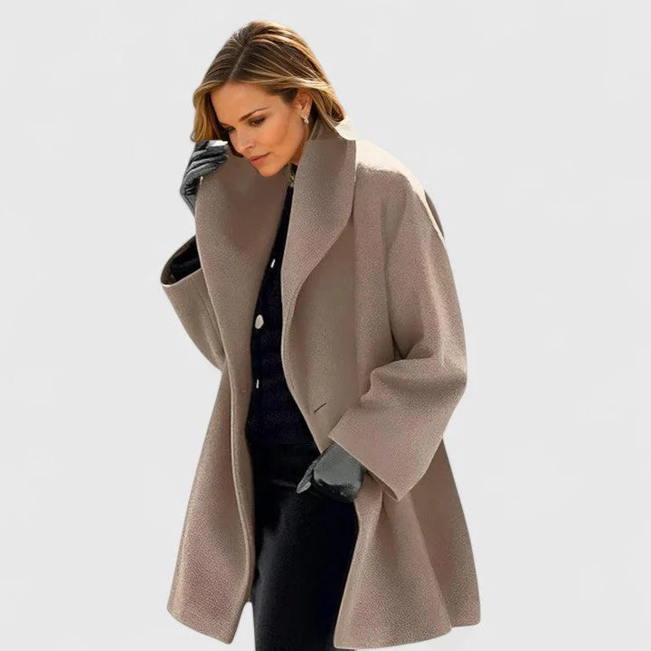 Oversized Wrap Coat with Wide Shawl Collar and Side Pockets for Women