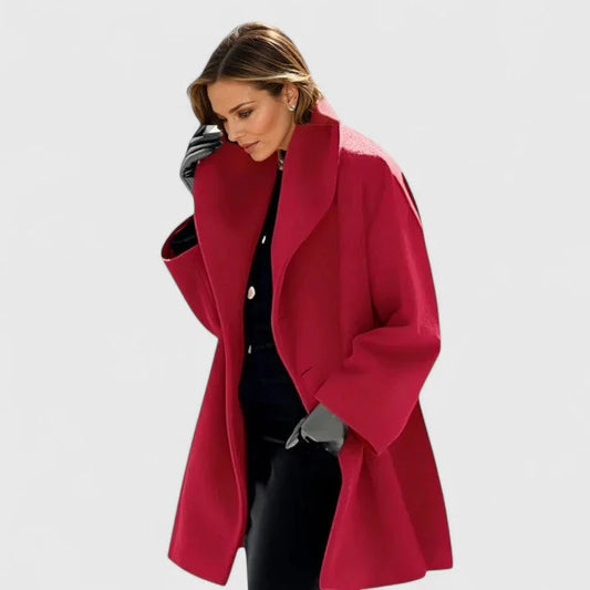 Longline Wrap Coat with Oversized Collar and Relaxed Fit for Women