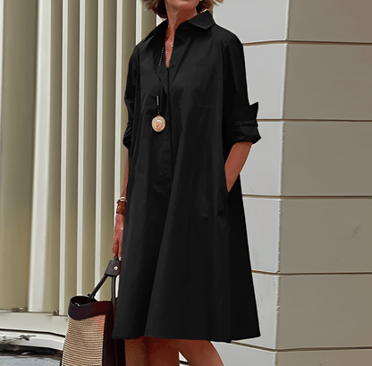 Robe chemise chic avec manches 3/4 idéale pour toutes les occasions